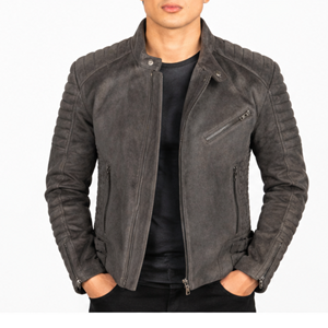 <b>Men's</b> Genuine Leather Stand Collar Winter Jacket with Windproof Breathable <b>Long</b> Sleeves Pockets Front Logo Warm <b>Coat</b> - Product Image 1
