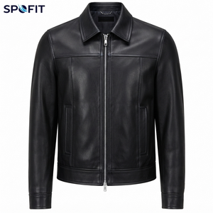 New Arrival Men's High Quality <b>Leather</b> <b>Jacket</b> Denim Fabric <b>Winter</b> Waterproof Windproof Front Logo Hooded OEM Service Available - Product Image 3