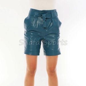Wholesale OEM Custom Logo 100% Genuine Leather Shorts for Men & Women Breathable Adult Cotton-Lined Shorts - Product Image 5