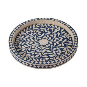 Bandejas de servir redondas de madera con diseño floral y perlas para mesa de comedor, bandejas para servir comida y bebidas, suministros para el hogar y hoteles - Product Image 5