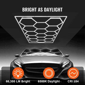 Luci LED Esagonali per Garage 66300LM 6500K, Sistema a 15 Griglie Fai-da-Te, Illuminazione Bianca Fredda per Dettagli Auto e Parcheggi - Product Image 2