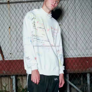 OEM Haute Qualité 100% Coton Sweat à capuche à imprimé graffiti pour hommes, oversize, épaule tombante, vêtements de rue, sweat à capuche de sport unisexe - Product Image 5