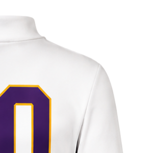 Maillot de cheerleading sublimé violet et or à manches longues – Tenue de sport athlétique pour entraînement, performance, compétition et match - Product Image 6