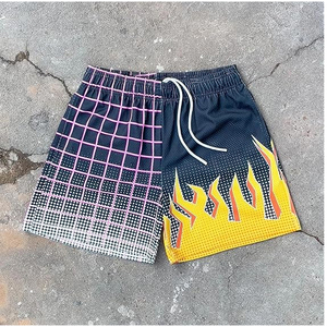 Shorts de sport en polyester de haute qualité pour hommes, shorts de basketball personnalisés avec motif flamme en maille, taille élastique, logo personnalisé - Product Image 6
