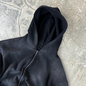 Sudadera con capucha para hombre de la mejor calidad, con cremallera completa, efecto desgastado por el sol, corte holgado, personalizada, transpirable, con estampado, tipo jersey - Product Image 3