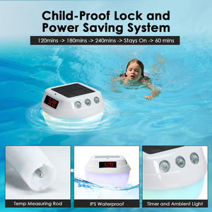 Thermomètre de piscine intelligent à énergie solaire avec lumière RGB et moniteur récepteur, portée de 100 m, écran de 4,4 pouces pour piscines, spas et bains à remous - Product Image 6