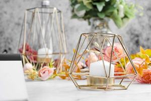 Bougeoir en fil de fer T au Look doré, photophore pour décoration de la maison, taille et couleur personnalisés - Product Image 5