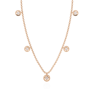 10K 14K 18K Rose Gold Five-Point Diamond Halo Charm <b>Necklace</b> - Product Image 1