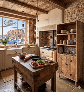 Industrial Farmhouse Style Kitchen <b>Storage</b> Cabinet 2 Door 3 Shelf Mango Wood <b>Tall</b> Sideboard Living Room Furniture Home Furniture - Product Image 1