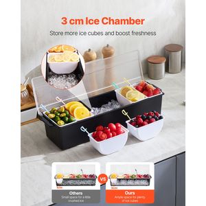 Contenitore Refrigerato per Condimenti a 6 Scomparti, Vassoio Refrigerato per Guarnizioni da Bar con Coperchio Trasparente in Policarbonato, Elegante per Bevande - Product Image 2