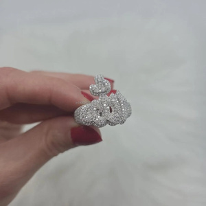 925 Sterling Silver Gold Plated <b>Iced</b> Out Cluster Allah Engagement Hip Hop Style Wedding <b>Ring</b> Special Occasion Anniversary Gift - Product Image 3