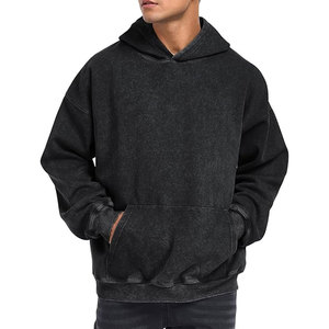 Sweat à capuche délavé de qualité supérieure 100 % coton, uni, décontracté, chaud pour l'hiver - Product Image 1