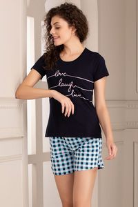 Falda pantalón a cuadros estampada para mujer, cintura elástica, informal, de punto, algodón transpirable, corte regular - Product Image 4