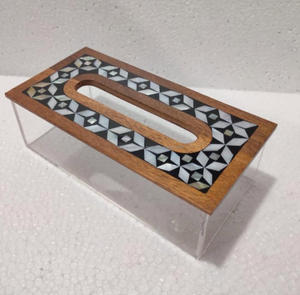 Magnifique boîte à mouchoirs en bois multifonctionnelle et élégante en nacre, design en mosaïque incrustée de coquillages par FWE - Product Image 6