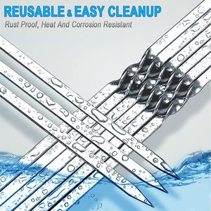 Set di 30 Spiedini per Kebab da 38 cm, Piatti in Acciaio Inox, Utensili per BBQ Portatili e Riutilizzabili con Tubo di Conservazione in Metallo - Product Image 3