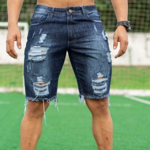 Pantalones Cortos de Mezclilla para Hombre, Cintura Alta, Bordados, Transpirables, 100% Algodón, Desgastados, con Bajo Deshilachado, Estilo Casual de Verano - Product Image 2