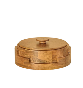 Boîte à chapati en bois, boîte à roti, boîte de service en bois avec couvercle en bois, boîte à roti ronde - Product Image 1