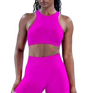 Conjunto de Yoga Personalizado al por Mayor para Mujer con Logotipo Personalizado, Sujetador Deportivo Simple con Espalda Cruzada y Pantalones Cortos de Entrenamiento con Efecto Push-Up, Ropa Deportiva para Gimnasio - Product Image 4