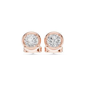 Elegant Bezel Set Round Moissanite Stud <b>Earrings</b> 14K Gold Over <b>Sterling</b> <b>Silver</b> Push Back Round Diamond <b>Earrings</b> For <b>Women</b> Daily - Product Image 4