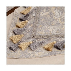 2024 European Style Luxury Diamonds Geometric Embroidered Decorative <b>Table</b> <b>Runner</b> With Tassel Polyester Plush Wedding Home Decor - Product Image 6