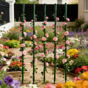 Bâtons de soutien pour plantes, lot de 5 piquets en fer verts pour plantes grimpantes avec conception connectable pour plantes grimpantes d'intérieur et d'extérieur - Product Image 5