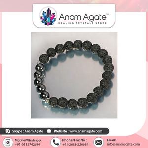 Bracelets en lave naturelle avec hématite, large portée, vente en ligne - Product Image 2