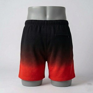 Shorts décontractés et sportifs pour hommes, personnalisés OEM, noir et rouge dégradé, avec cordon de serrage et taille élastique, style streetwear, été 2026 - Product Image 5