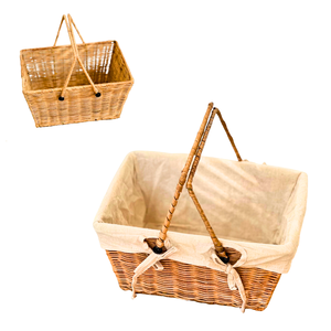 Cesta de Almacenamiento de Mimbre Ecológica con 2 Asas, Cesta Tejida con Forro de Algodón - Product Image 1
