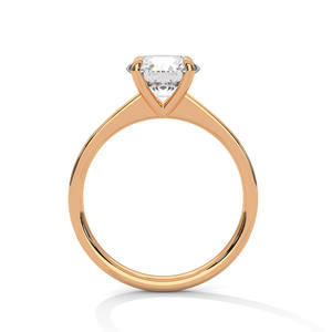 Anillo de compromiso con diamante cultivado en laboratorio en oro amarillo con banda delgada pavé – Elegante anillo de diamante solitario minimalista para novia - Product Image 3