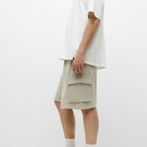 Shorts cargo beiges pour homme, décontractés, multi-poches, coupe ample, coton/polyester, respirants, séchage rapide, écologiques, été, extérieur - Product Image 4