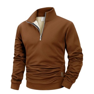 เสื้อสเวตเชิ้ตผู้ชายแบบซิป ¼  คอเต่า  บุขน  แขนยาว  อุ่นสบาย  ใส่ลำลองกลางแจ้ง - Product Image 2