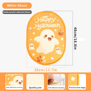 Halloween Orange Ghost Wall Cat Scratcher <b>Pad</b> Sisal <b>Scratch</b> Board Cat Claw <b>Pad</b> for Indoor Cats - Product Image 6