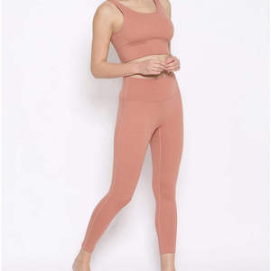 Low MOQ Seamless Breathable Plain Solid Women's Yoga Sets High <b>Waist</b> Gym <b>Leggings</b> for Women - Product Image 4