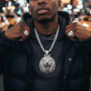 Pendentif tête de lion glacé pour homme, couronne en argent sterling 925, moissanite, style hip-hop audacieux, best-seller pour les fêtes, les cadeaux et le style - Product Image 2
