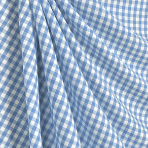 <b>Blue</b> White Gingham Plaid Lace Fabric 43/44" 110GSM Woven Cotton Home Textile Wrinkle Resistant Lightweight Quick-Dry Breathable - Product Image 4