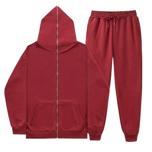 Conjunto Deportivo Unisex Verde Sólido con Capucha, Sudadera con Cremallera Completa y Pantalones Jogger, Ropa Casual de Otoño para Adultos, 100% Algodón Transpirable - Product Image 6
