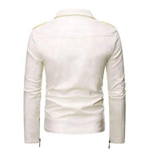 Chaqueta de Invierno Blanca para Hombre, Estilo Casual, con Cierre, a la Moda, de Manga Larga, de Cuero, para Otoño e Invierno - Product Image 2
