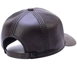 Unisex Pu Leather Baseball Cap 6-Panel Adjustable Snapback Solid Color Casual <b>Hat</b> <b>for</b> Adults - Product Image 4