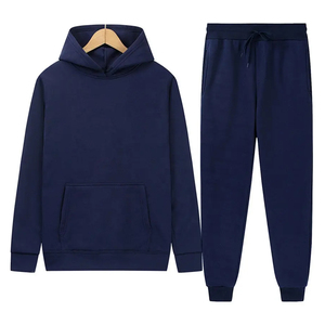 Survêtements Homme Personnalisés de Haute Qualité 100% Coton Épais Manches Longues Couleur Unie Épaules Tombantes Tenue Décontractée Survêtements à Capuche - Product Image 2