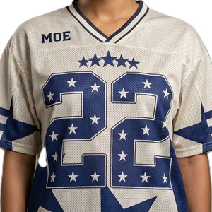 Maillot de football américain Y2K Streetwear pour femme, surdimensionné, vintage, avec motif étoile, en maille, rétro, personnalisé, sublimation, t-shirts - Product Image 3