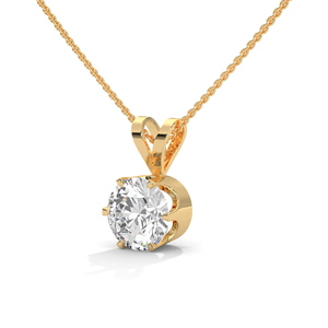 Collier pendentif en or avec diamant cultivé en laboratoire, solitaire rond brillant, or massif 14 carats, bijoux de luxe pour femmes - Product Image 2