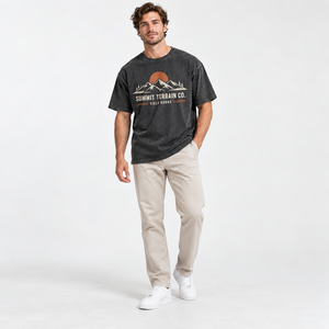 Camiseta de Algodón 100% para Hombre Summit Terrain Co, Manga Corta, Corte Holgado, Cuello Redondo, Diseño Montañoso, Transpirable, Anti-Pilling - Product Image 1