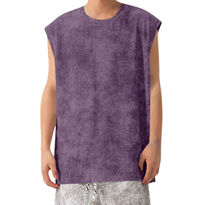 Men's <b>Purple</b> Sleeveless <b>Tank</b> <b>Top</b> O-Neck Casual Knitted Solid Color Athletic Streetwear Apparel Mens Fashion <b>Tank</b> <b>Top</b> Oversized - Product Image 1