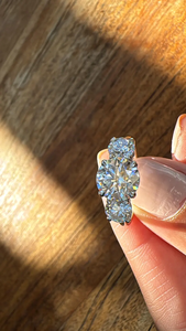 Platinum Plated Three Stone Diamond <b>Ring</b> Round Cut Prong Setting For Women's Fashion Classic Engagement <b>Ring</b> - Product Image 4