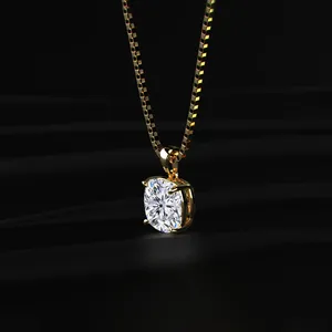 Collier pendentif solitaire taille coussin de qualité supérieure, diamant CVD cultivé en laboratoire, clarté VVS-VS, certifié IGI, or, pour fiançailles et mariage - Product Image 4