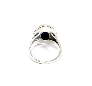 Vintage Style Sapphire Agate <b>Ring</b> (4.5 Gram) <b>Crafted</b> 925 Sterling Silver - Handmade Fine Jewelry Bulk Collection - Product Image 2
