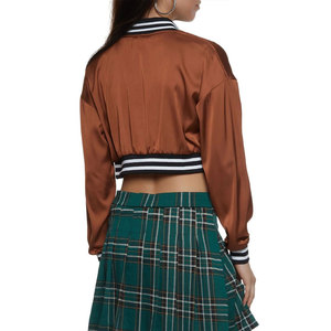 Chaqueta Corta de Satén para Mujer, Estilo Casual, Cálida e Impermeable para Invierno, Manga Larga, Diseño Varsity - Product Image 5