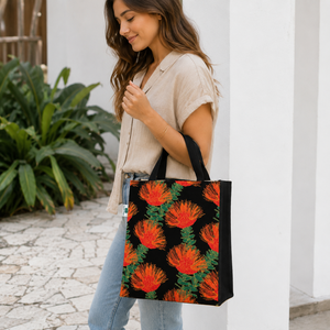 Custom Logo Floral Printed Black Jute <b>Tote</b> Bag 27x31x16 cm Laminated Reusable Shopping Beach Bag Wholesale OEM ODM B2B Supplier - Product Image 6