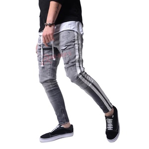 กางเกงยีนส์เข้ารูปสำหรับผู้ชายสำหรับฤดูร้อนใหม่กางเกงผ้าเดนิมฮิปฮอปสกินนี่มีรอยขาดตรงหัวเข่ามีรอยขาดเป็นริ้วสีขาวยืดสตรีทแวร์ - Product Image 1