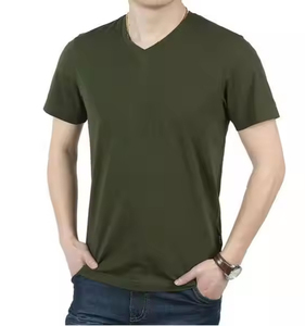 Camiseta con Cuello en V, Camiseta de Algodón Personalizada para Hombre, Camiseta de Moda de Manga Corta con Cuello Redondo de Alta Calidad, Logotipo Personalizado, Camiseta con Cuello en V Cómoda - Product Image 3